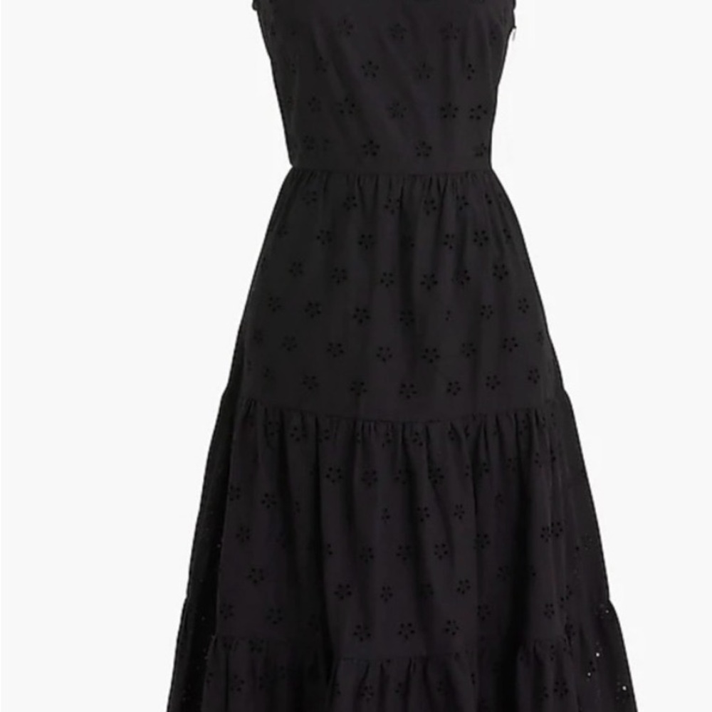 J. Crew Black Midi Dress with Ruffle Sleeves - Picture 2 of 7
